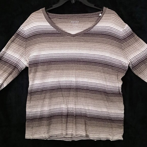 Sonoma Every Lee‎ Shirt Size Large Brown Stripes Long Sleeve #1154